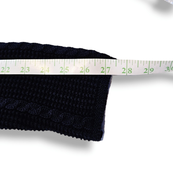 EUC Jeanne Pierre Cable Knit Cowl Neck Cotton Sweater Sz. M Dark Blue - Picture 9 of 9